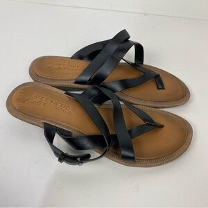 Skechers Cali SKCH Luxe Foam Black Open Toe Wedge Sandals